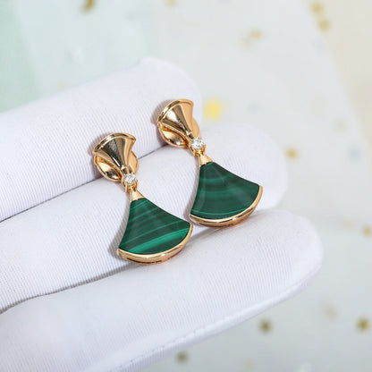 [Baslove]DREAM MALACHITE PINK GOLD EARRINGS