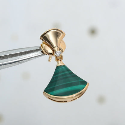 [Baslove]DREAM MALACHITE PINK GOLD EARRINGS