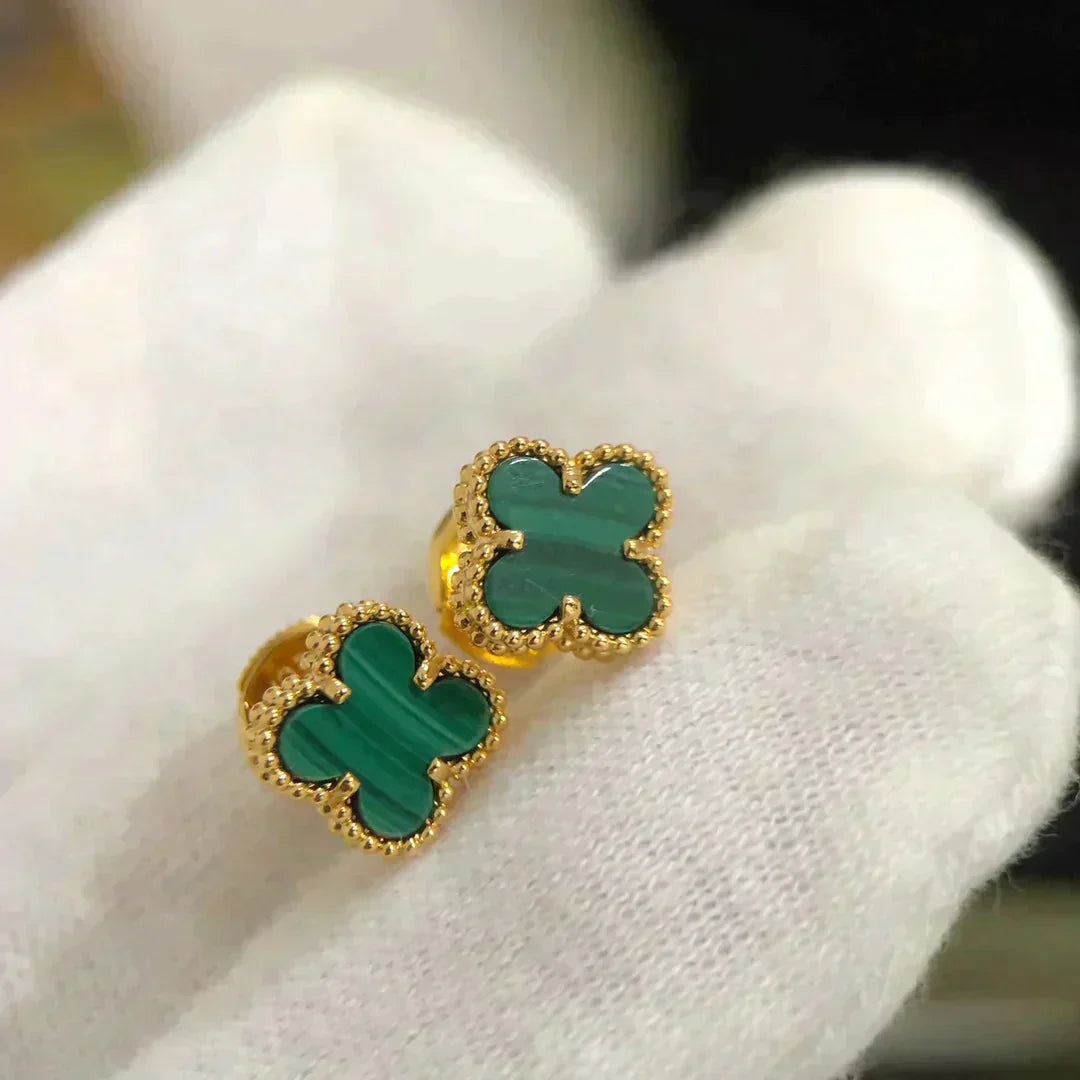 [Baslove]CLOVER MINI 9.5MM MALACHITE  EARRINGS