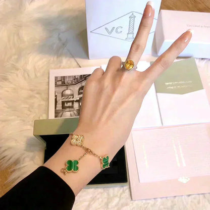 [AURORA]CLOVER 5 MOTIF MALACHITE BRACELET COLLECTION