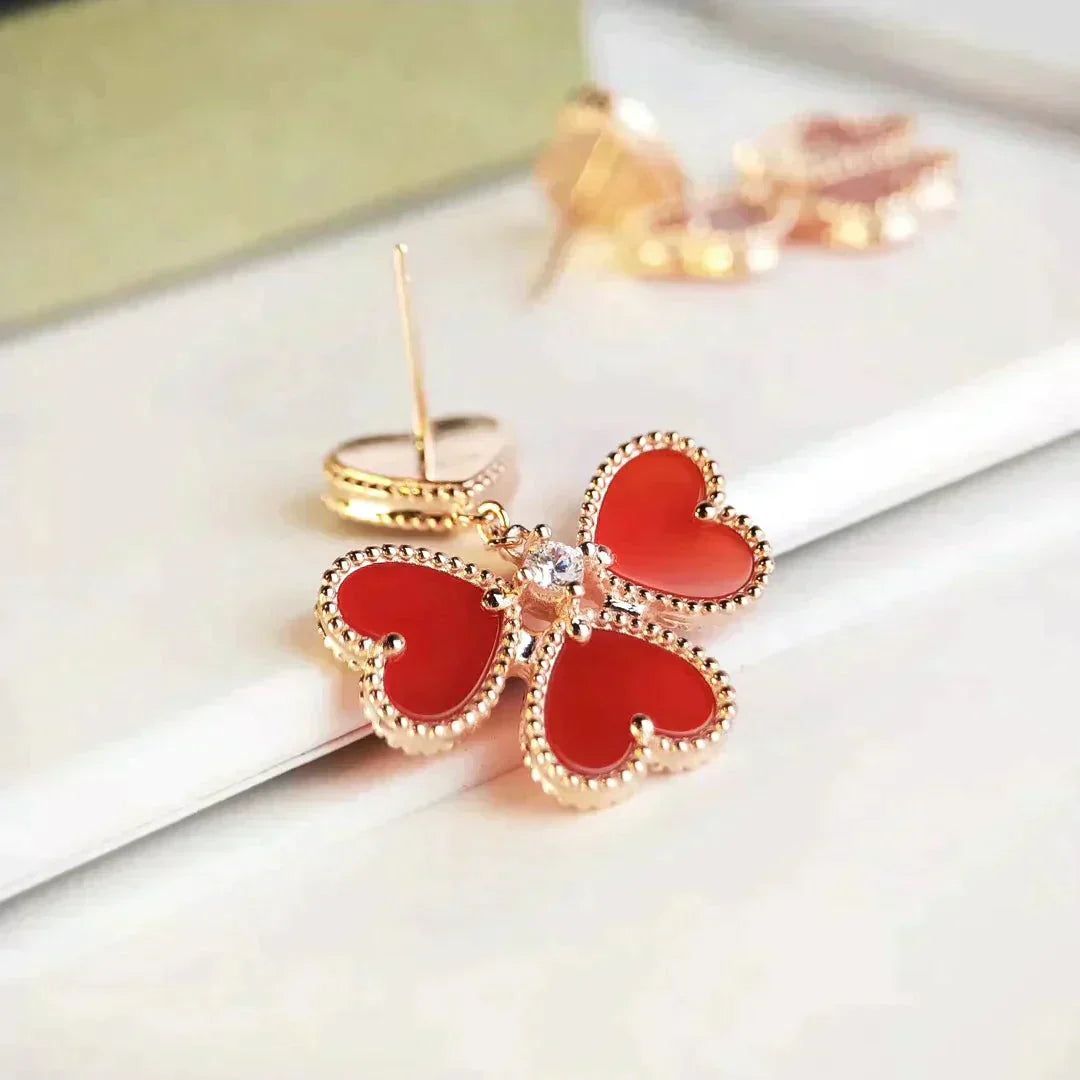 [Baslove]SWEET CLOVER CARNELIAN EARRINGS