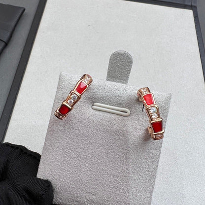 [Baslove]SERPENTI CARNELIAN PINK GOLD EARRINGS