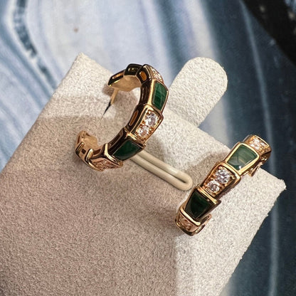 [Baslove]SERPENTI MALACHITE PINK GOLD EARRINGS