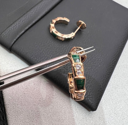 [Baslove]SERPENTI MALACHITE PINK GOLD EARRINGS