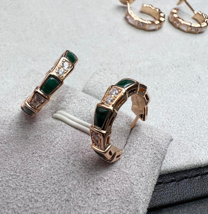 [Baslove]SERPENTI MALACHITE PINK GOLD EARRINGS