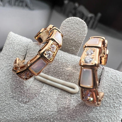 [Baslove]SERPENTI MOP PINK GOLD EARRINGS