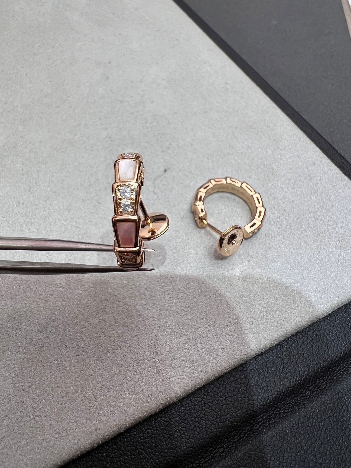 [Baslove]SERPENTI MOP PINK GOLD EARRINGS