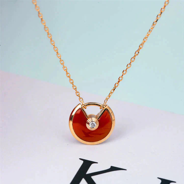 [Baslove]AMULETTE GOLD CARNELIAN ONYX NECKLACE