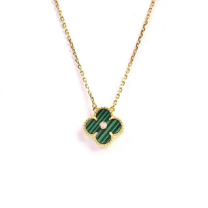 [Baslove]CLOVER 15MM DIAMOND TURQUOISE NECKLACE