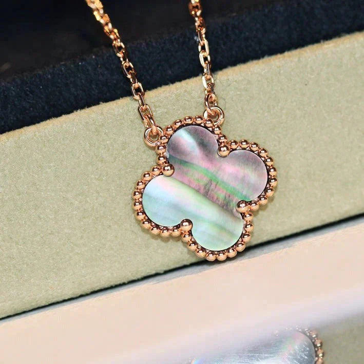 [Baslove]CLOVER 15MM  GRAY MOTHER OF PEARL NECKLACE