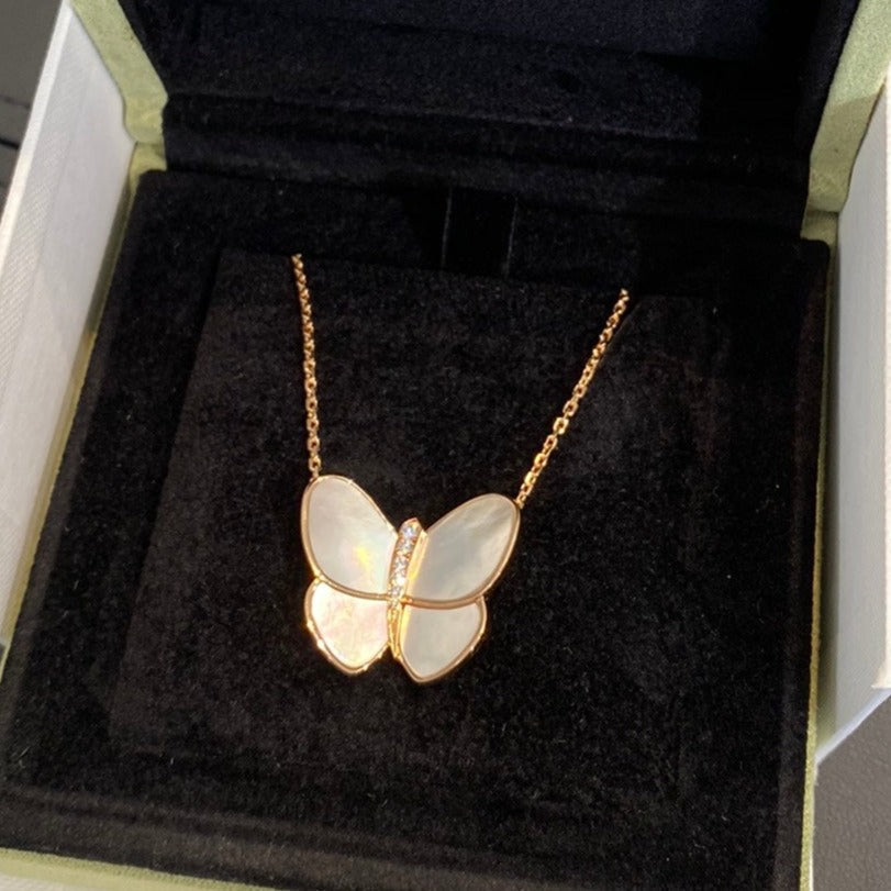 [Baslove]BUTTERFLY GOLD MOP DIAMOND NECKLACE