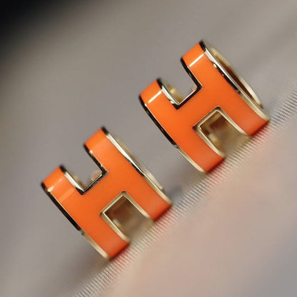 [Baslove]MINI POP H EARRINGS ORANGE