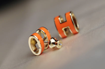 [Baslove]MINI POP H EARRINGS ORANGE