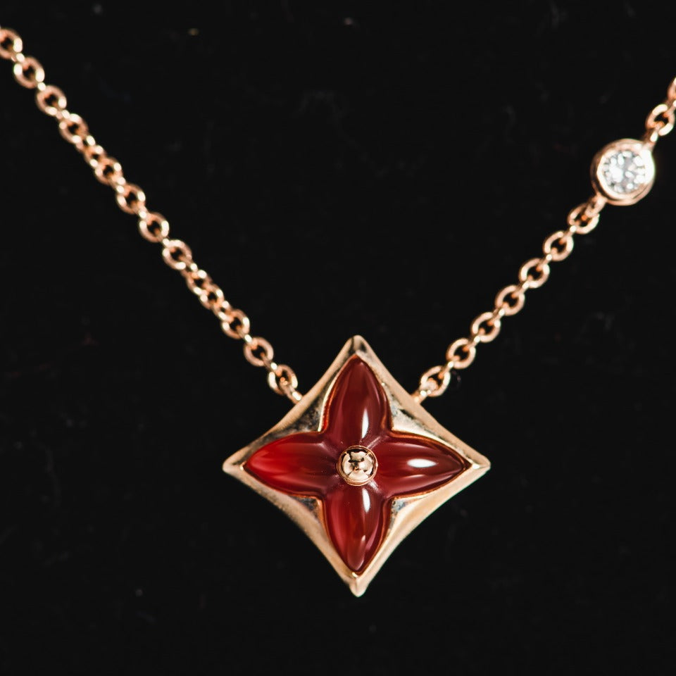 [Baslove]STAR NECKLACE PINK GOLD 1 DIAMOND