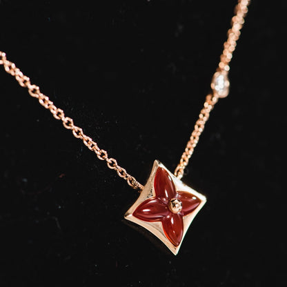 [Baslove]STAR NECKLACE PINK GOLD 1 DIAMOND