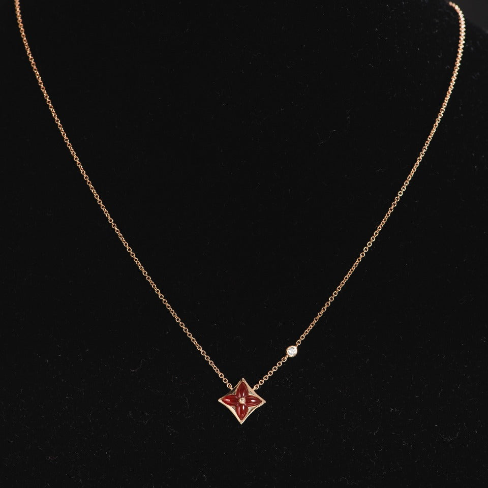 [Baslove]STAR NECKLACE PINK GOLD 1 DIAMOND