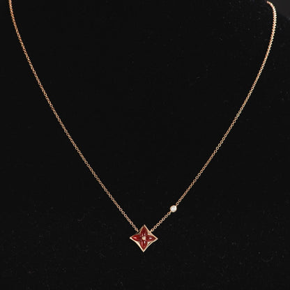 [Baslove]STAR NECKLACE PINK GOLD 1 DIAMOND