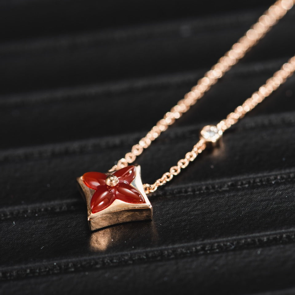 [Baslove]STAR NECKLACE PINK GOLD 1 DIAMOND