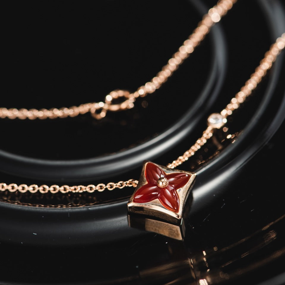 [Baslove]STAR NECKLACE PINK GOLD 1 DIAMOND