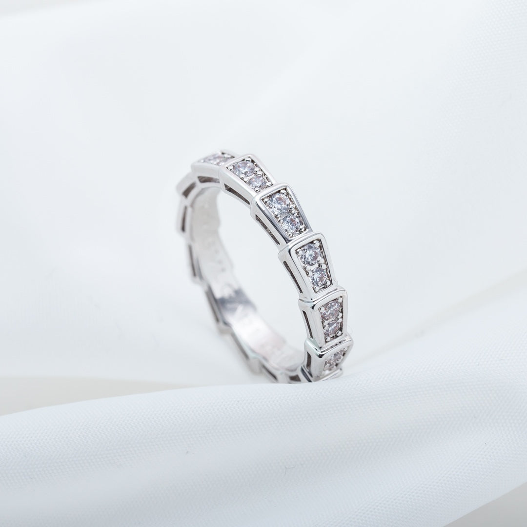 [Baslove]SERPENTI RING SILVER DIAMOND PAVED 3MM