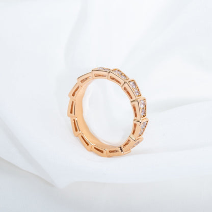 [Baslove]SERPENTI RING PINK GOLD DIAMOND PAVED 3MM