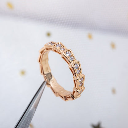 [Baslove]SERPENTI RING PINK GOLD DIAMOND PAVED 3MM