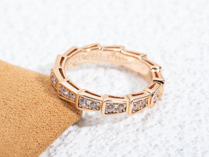 [Baslove]SERPENTI RING PINK GOLD DIAMOND PAVED 3MM