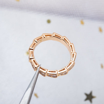 [Baslove]SERPENTI RING PINK GOLD DIAMOND PAVED 3MM