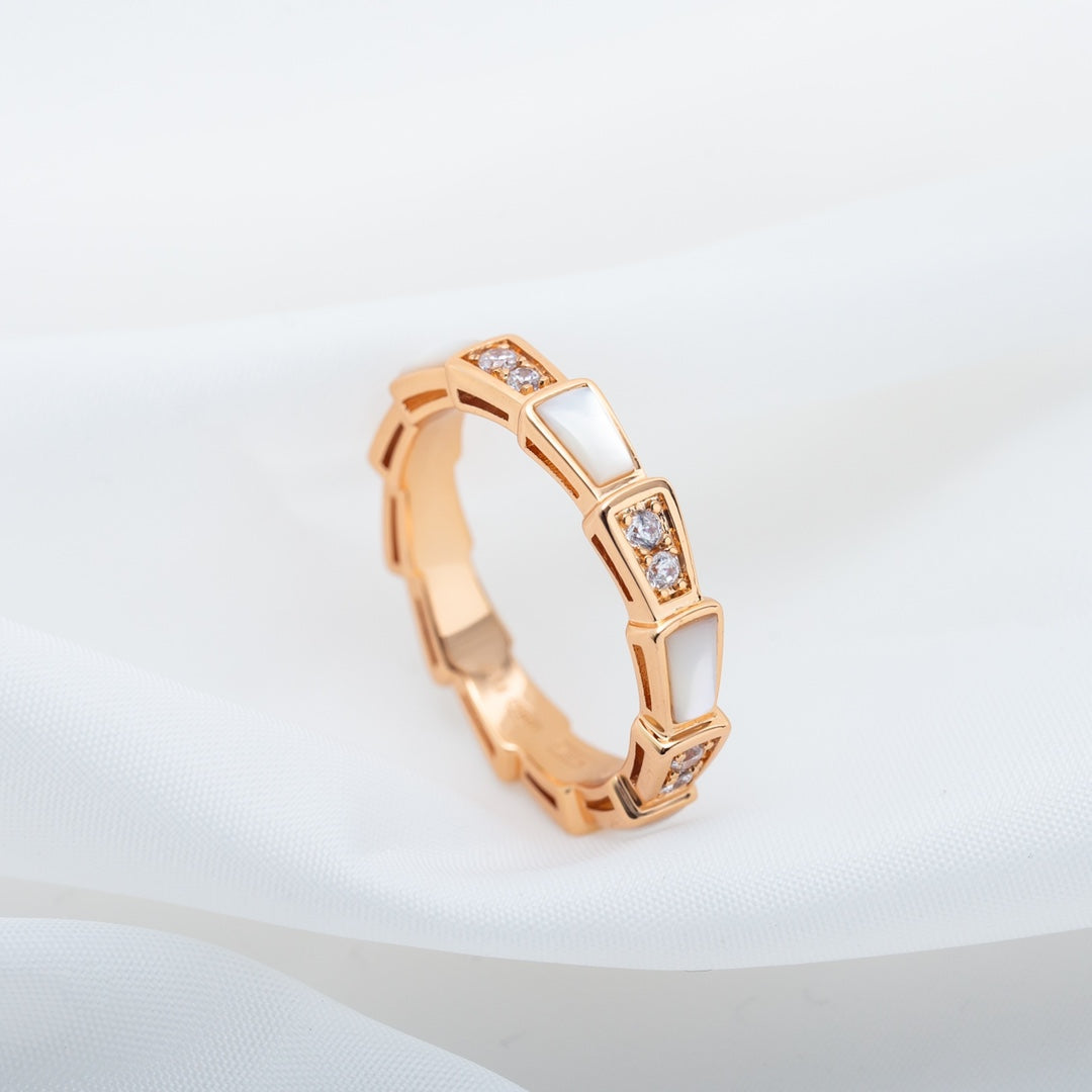 [Baslove]SERPENTI RING PINK GOLD DIAMOND MOP 3MM