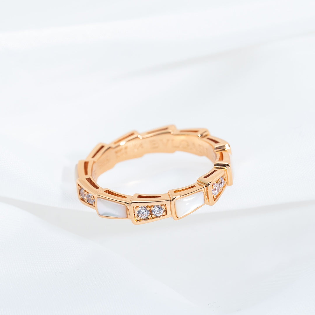 [Baslove]SERPENTI RING PINK GOLD DIAMOND MOP 3MM