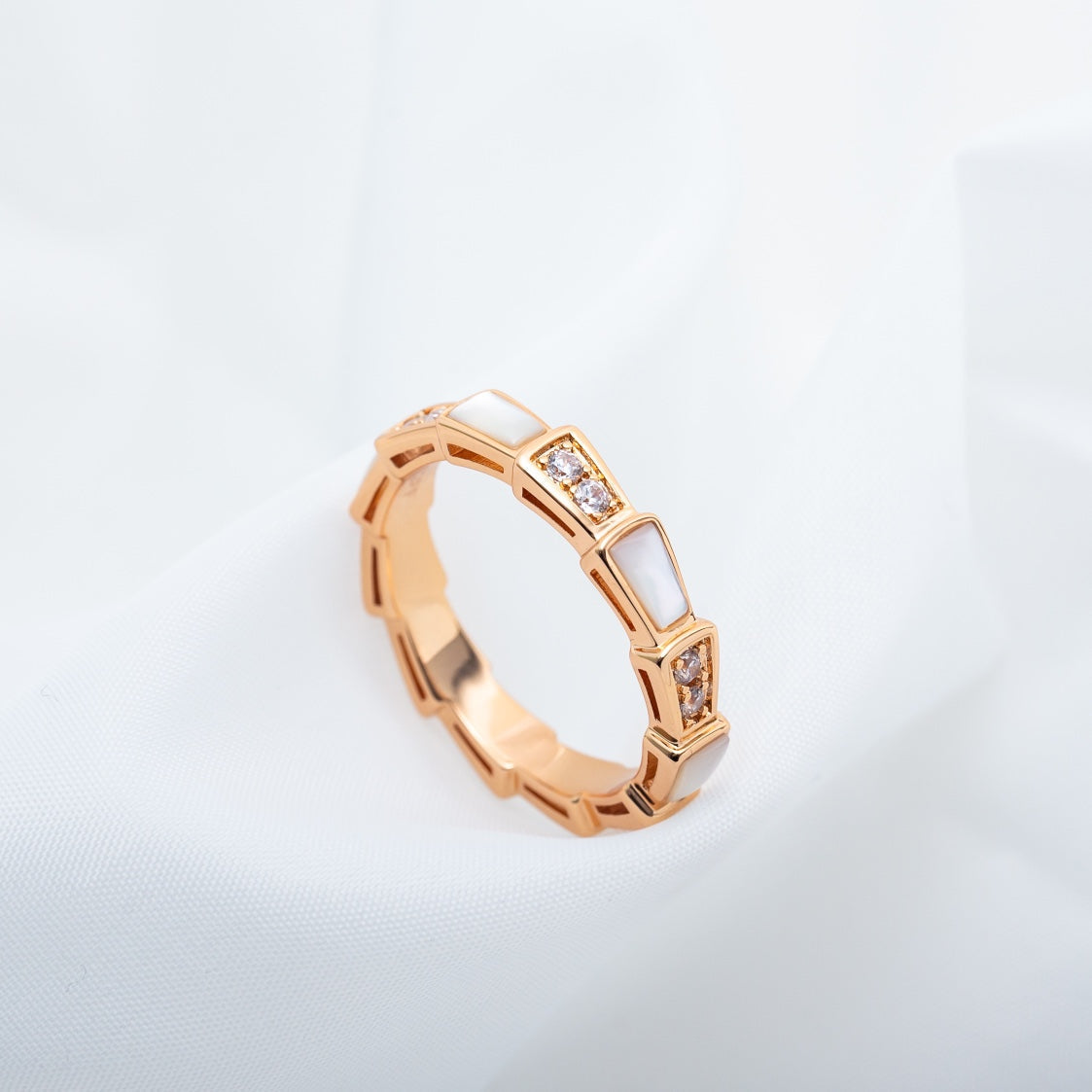 [Baslove]SERPENTI RING PINK GOLD DIAMOND MOP 3MM