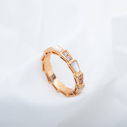 [Baslove]SERPENTI RING PINK GOLD DIAMOND MOP 3MM