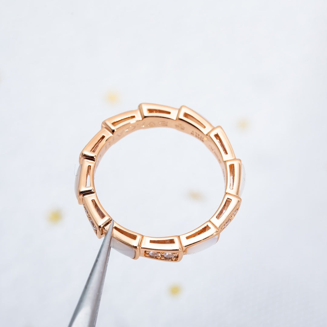 [Baslove]SERPENTI RING PINK GOLD DIAMOND MOP 3MM