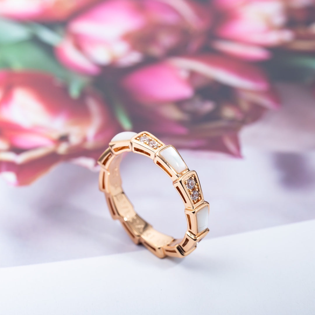 [Baslove]SERPENTI RING PINK GOLD DIAMOND MOP 3MM