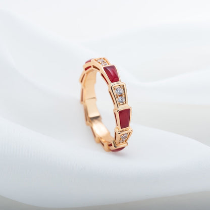 [Baslove]SERPENTI RING PINK GOLD CARNELIAN DIAMOND 3MM