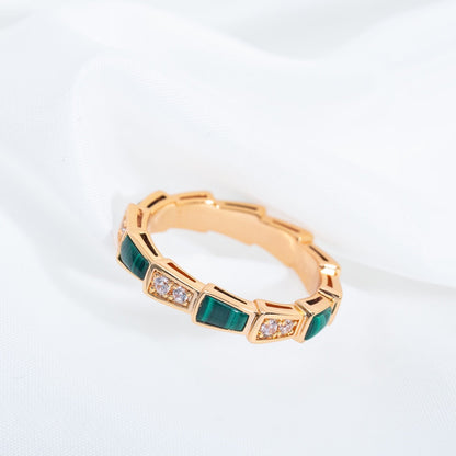 [Baslove]SERPENTI RING PINK GOLD MALACHITE DIAMOND 3MM