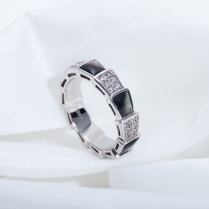 [Baslove]SERPENTI RING SILVER DIAMOND BLACK MOP 4MM