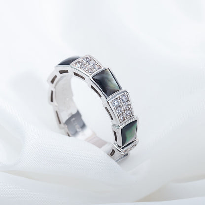 [Baslove]SERPENTI RING SILVER DIAMOND BLACK MOP 4MM