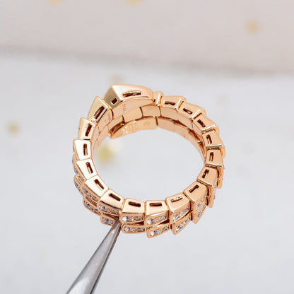 [Baslove]SERPENTI RING PINK GOLD DIAMOND DOUBLE ROW