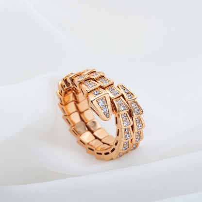 [Baslove]SERPENTI RING PINK GOLD DIAMOND DOUBLE ROW