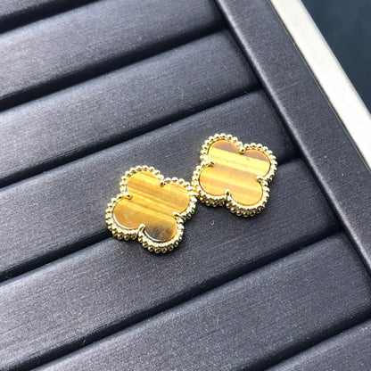 [Baslove]CLOVER MEDIUM 1 MOTIFS TIGER EYE EARRINGS