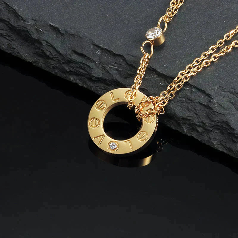 [Baslove]LOVE NECKLACE 16MM 2 DIAMONDS