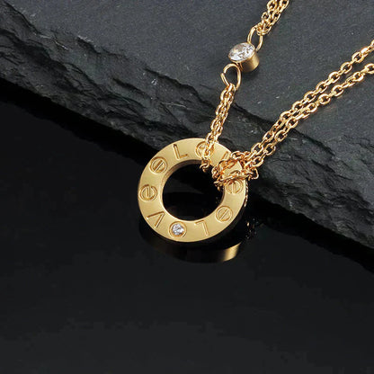 [Baslove]LOVE NECKLACE 16MM 2 DIAMONDS