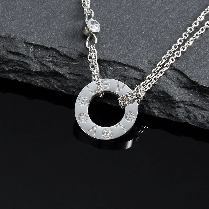 [Baslove]LOVE NECKLACE 16MM 2 DIAMONDS