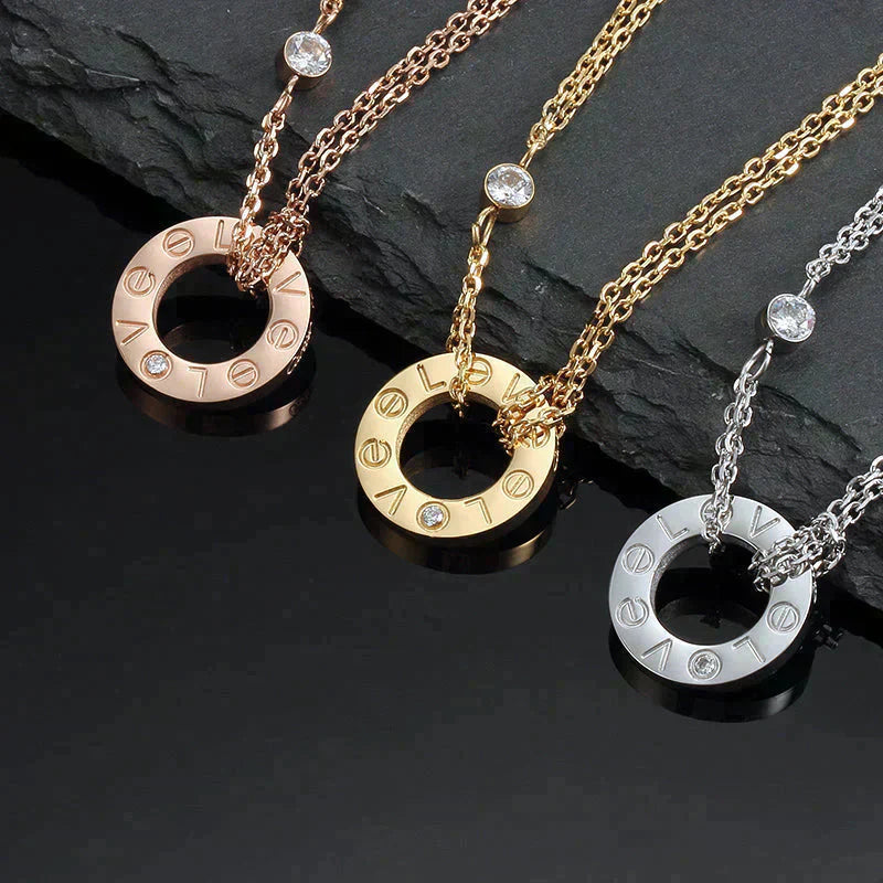 [Baslove]LOVE NECKLACE 16MM 2 DIAMONDS