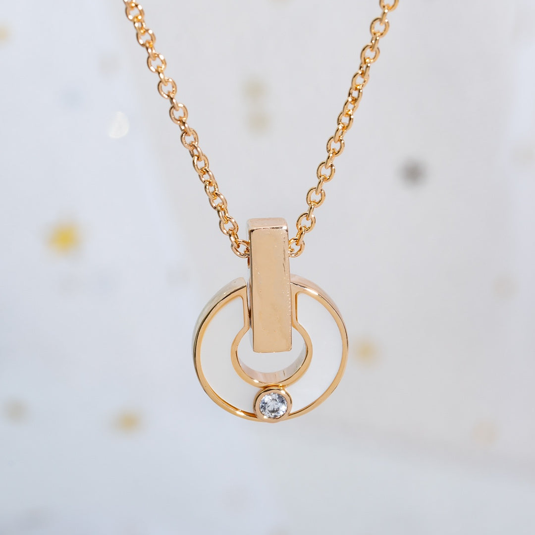 [Baslove]GARI NECKLACE PINK GOLD MOP