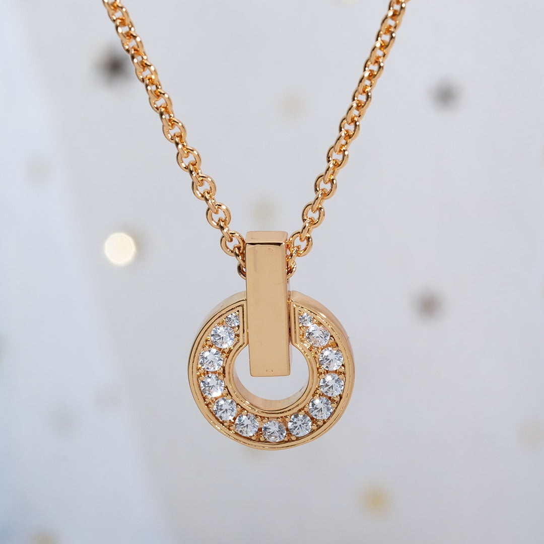 [Baslove]GARI NECKLACE PINK GOLD DIAMOND