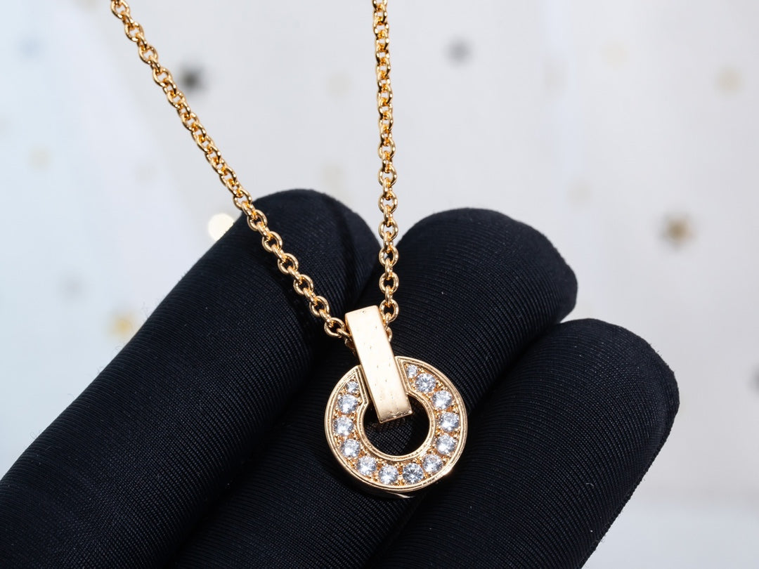 [Baslove]GARI NECKLACE PINK GOLD DIAMOND