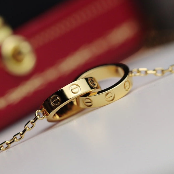 [Baslove]LOVE NECKLACE DOUBLE RING GOLD