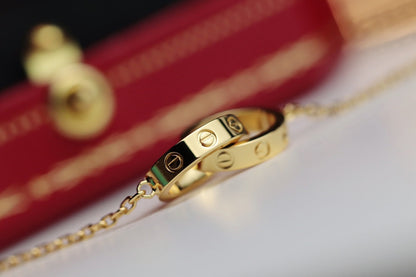 [Baslove]LOVE NECKLACE DOUBLE RING GOLD